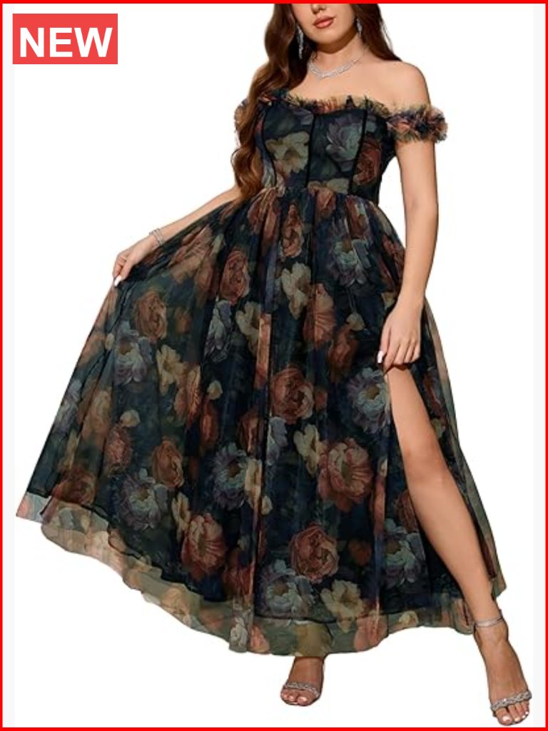 Plus Size Formal Cocktail Party Dress With Slit